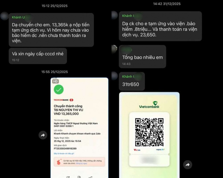 Một trong những khoản tiền chị Khánh chuyển cho giúp việc. Sau khi chuyển xong khoản tiền hơn 31 triệu đồng nữ giúp việc biến mất. Ảnh: NVCC