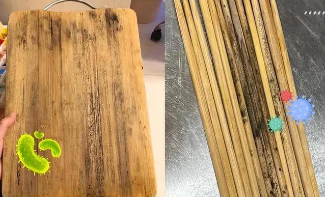 Trong dịp Tết, đũa và thớt là những vật dụng được sử dụng với tần suất cao. Việc dùng thường xuyên, trong khi bảo quản chưa đúng cách, khiến các vật dụng này dễ bị ẩm mốc, sẫm màu theo thời gian.