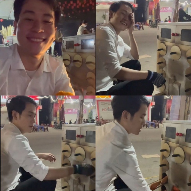 Anh luôn tươi cười vui vẻ mỗi lúc bán hàng cho khách.