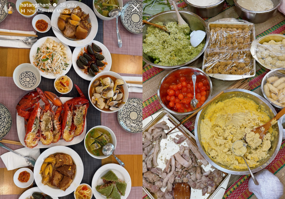 Đường đua dâu hào môn Vbiz ngày 29 Tết: Tăng Thanh Hà khoe mâm cúng tôm hùm, Lan Khuê và hội mỹ nhân thi nhau flex nhà cửa ngập hoa- Ảnh 1.