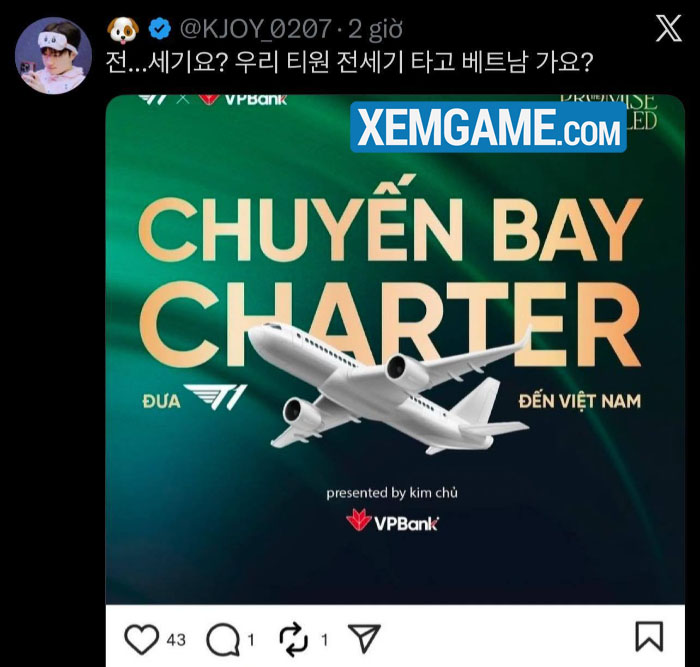 LMHT: Fan trên phạm vi thế giới trầm trồ khi T1 được book hẳn chuyên cơ để đến Việt Nam 597979209 4258559764464711 64259