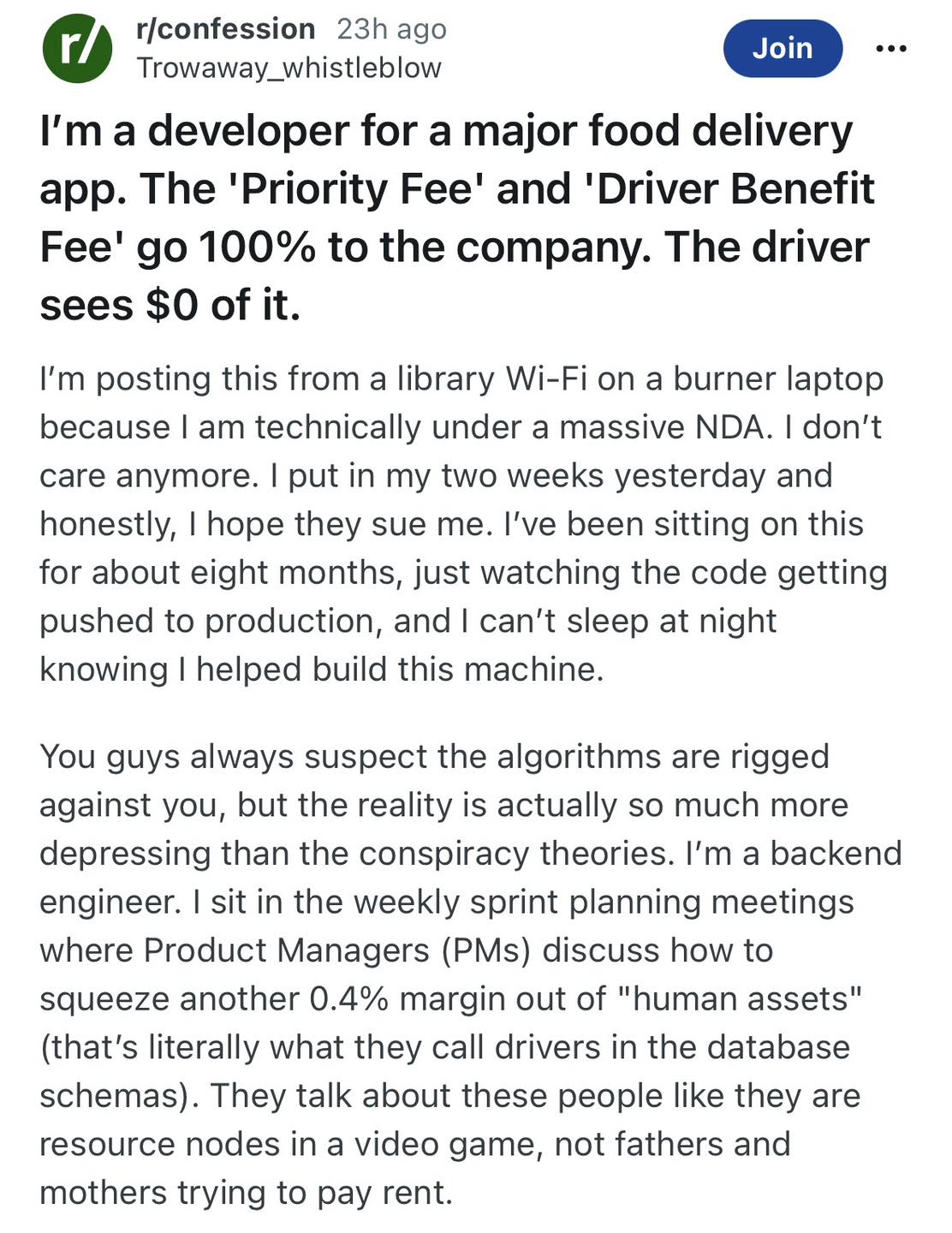 Coder tố cáo sự lừa đảo đằng sau ứng dụng giao đồ ăn: Bào tiền cả tài xế lẫn người dùng- Ảnh 1.