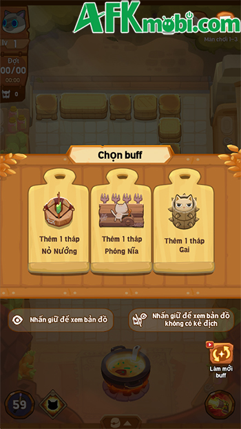 Bảo vệ nồi súp trước các đợt kẻ thù là bọn chuột trong game Cat Cook: Defense 2