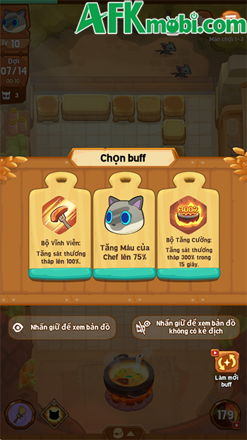 Bảo vệ nồi súp trước các đợt kẻ thù là bọn chuột trong game Cat Cook: Defense 3