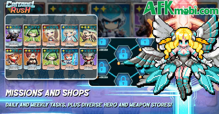 Chiến đấu leo tòa tháp cơ khí khổng lồ trong game nhàn rỗi Critadel Rush 1