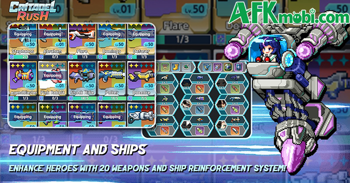 Chiến đấu leo tòa tháp cơ khí khổng lồ trong game nhàn rỗi Critadel Rush 4