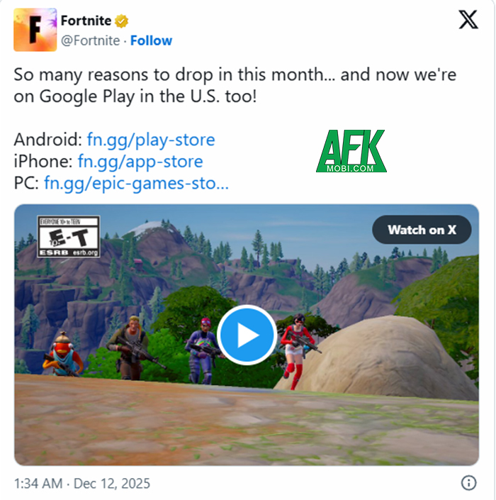 Fornite chính thức quay trở lại thị trường di động sau 5 năm bị gỡ bỏ vì lí do vi phạm chính sách 5