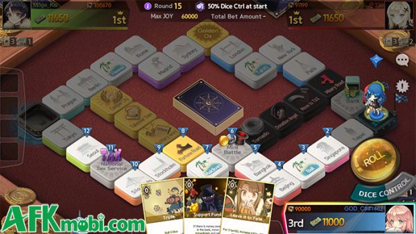 Game of Dice: Re Roll với sự kết hợp giữa tung xúc xắc với yếu tố sử dụng thẻ bài afkmobi gameofdicereroll 1jpg