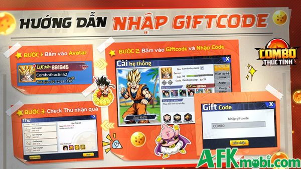 Tổng hợp gift code game Combo Thức Tỉnh mới nhất trong tháng afkmobi giftcodecombothuctinh 1
