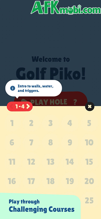 Golf Piko game giải đố cho bạn điều khiển quả bóng gôn thu thập kim cương rồi vào lỗ 1