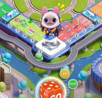 Kiếm tiền xây dựng các công trình thông qua việc tung xúc xắc với game LINE GetRich GO afkmobi linegetrichgo 1jpg