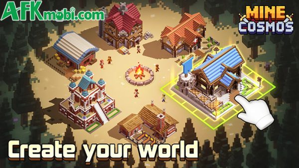 Mine Cosmos game mô phỏng chiến thuật với phong cách đồ họa khối hộp của Minecraft afkmobi minecosmos 1jpg
