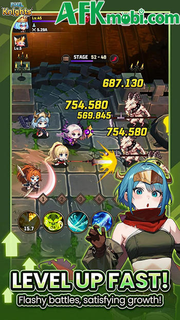 Tập hợp đội nữ hiệp sĩ chibi ngộ nghĩnh trong game nhàn rỗi Pixel Knights: Idle RPG 1