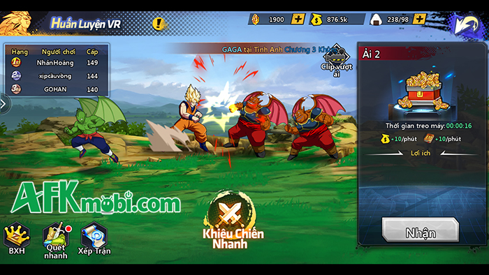 Combo Thức Tỉnh game đấu tướng đưa bối cảnh 7 viên ngọc rồng trở về nguyên bản 8