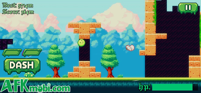 Cố gắng cho chú slime nhỏ di chuyển xa nhất có thể trong game SlimyLeap 0