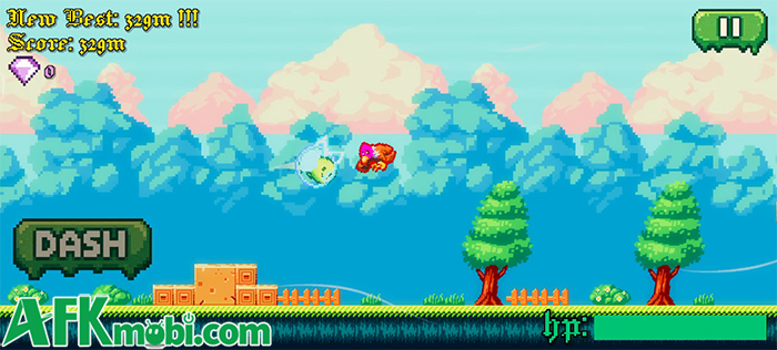 Cố gắng cho chú slime nhỏ di chuyển xa nhất có thể trong game SlimyLeap 5