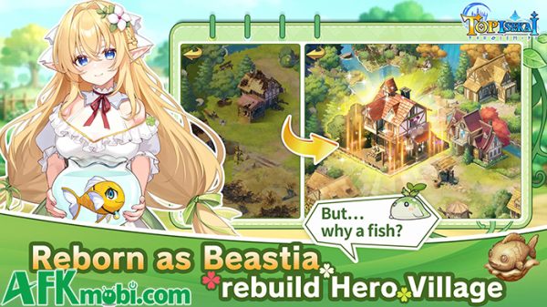 Chuyển sinh thành cá với trọng trách gầy dựng lại một ngôi làng tại game Top Isekai afkmobi topisekai 1jpg