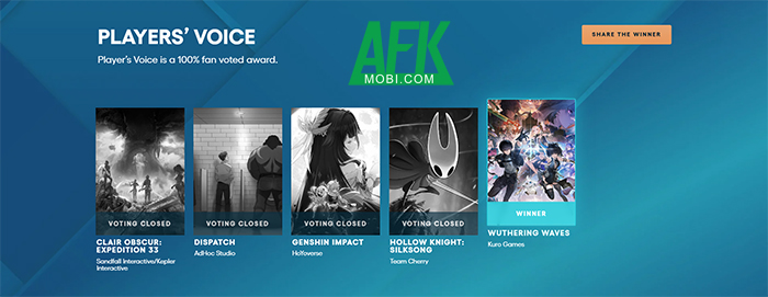 Wuthering Waves giành được giải thưởng