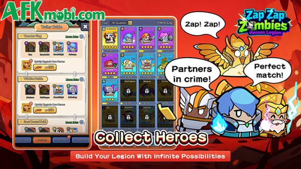 Phòng thủ trước các đợt xuất hiện của bầy đàn thây ma tại Zap Zap Zombies: Heroes Legion afkmobi zapzapzombiesheroeslegion 1jpg