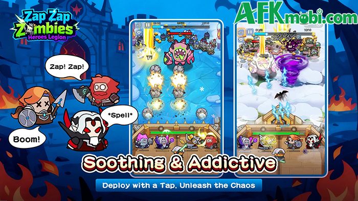 Phòng thủ trước các đợt xuất hiện của bầy đàn thây ma tại Zap Zap Zombies: Heroes Legion 1