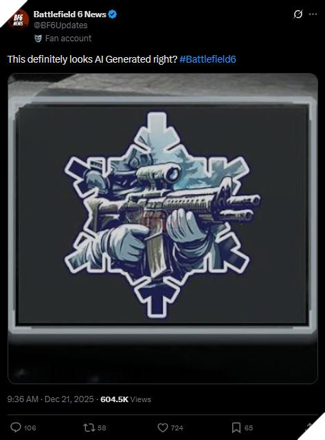 Fan Battlefield 6 Bùng Nổ Tranh Cãi Vì Nghi Vấn Sử Dụng AI Tạo Sticker Phụ Kiện Trong Game 2