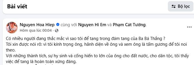 Bá Thắng lên tiếng về 4 điều bị bàn tán trong đám tang cha, diễn viên Hòa Hiệp cũng đăng status nói rõ- Ảnh 4.