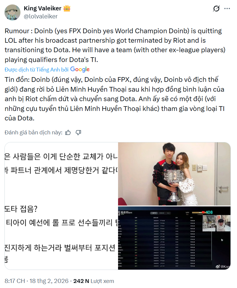 Cựu vô địch CKTG sẵn sàng chuyển hẳn sang DOTA 2, còn đặt mục tiêu