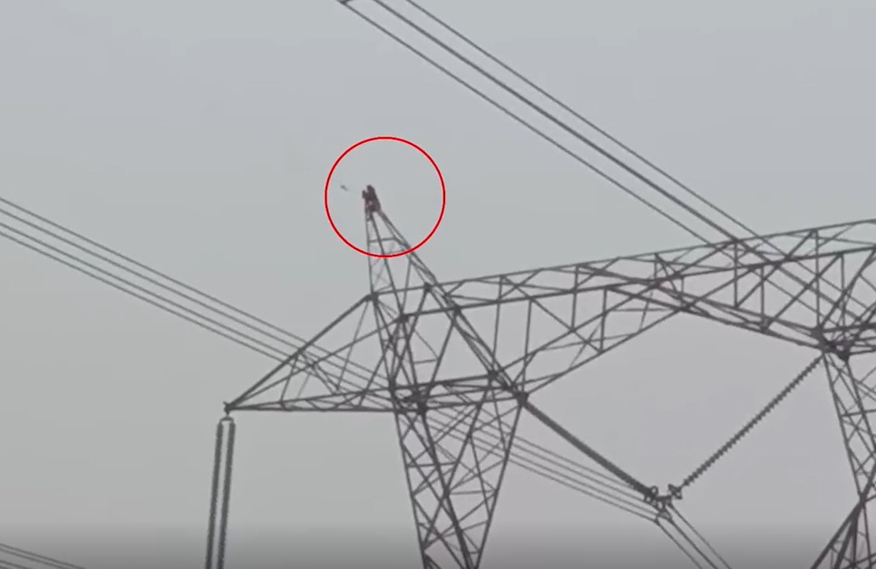 Chồng không cho chơi trò chơi, vợ giận dỗi trèo lên cột điện cao thế- Ảnh 1.