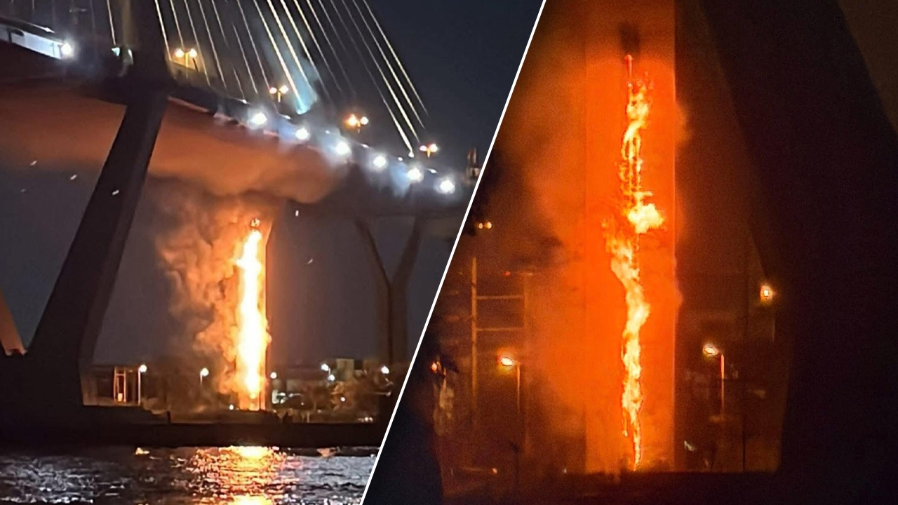 Bàng hoàng cảnh tượng trụ cầu cháy như đuốc giữa Bangkok, Thái Lan- Ảnh 1.