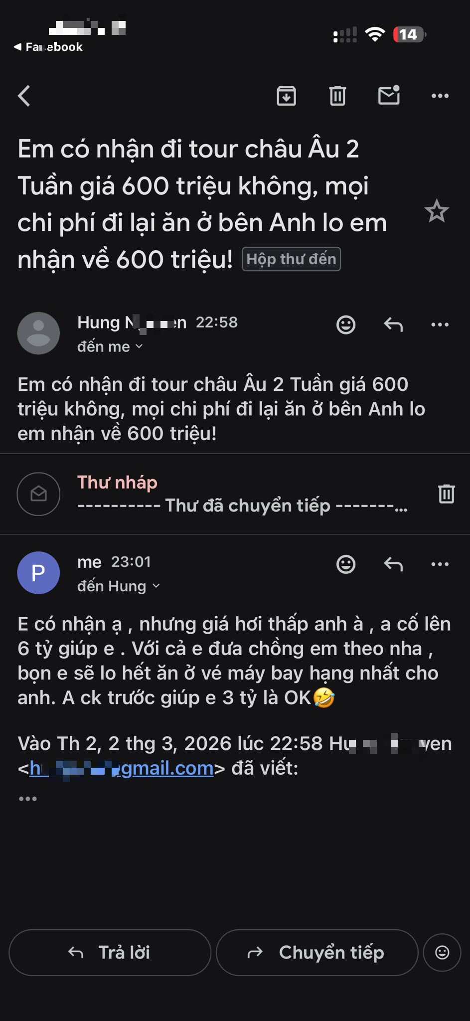 Fan nam gạ gẫm, rao giá 600 triệu rủ đi du lịch riêng tư, cô gái đáp trả khiến đối phương