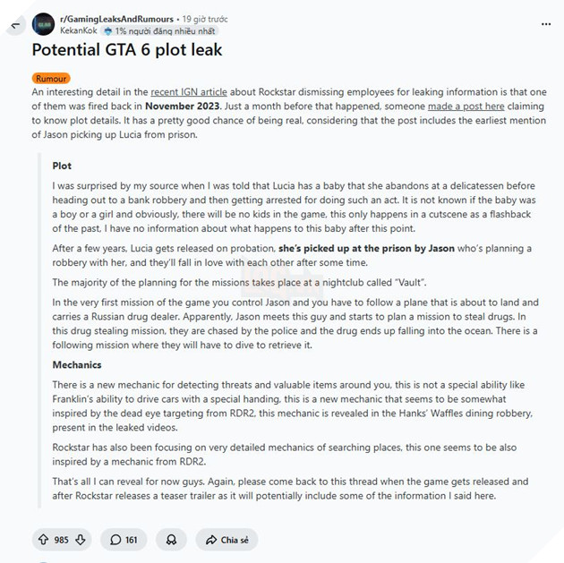 Tin Đồn Cũ Về Cốt Truyện GTA 6 Bất Ngờ Viral Trở Lại Khi Nhân Viên Rockstar Bị Sa Thải 3