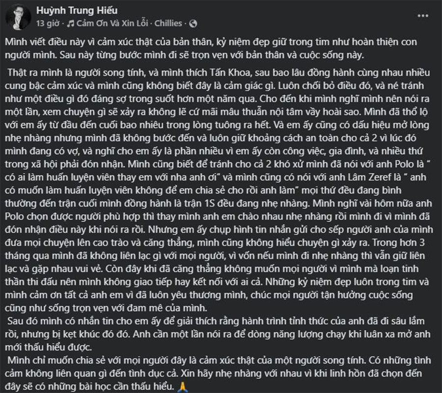 Cựu HLV Saigon Phantom viết tâm thư, gây chấn động cộng đồng Liên Quân hlv titan khoa