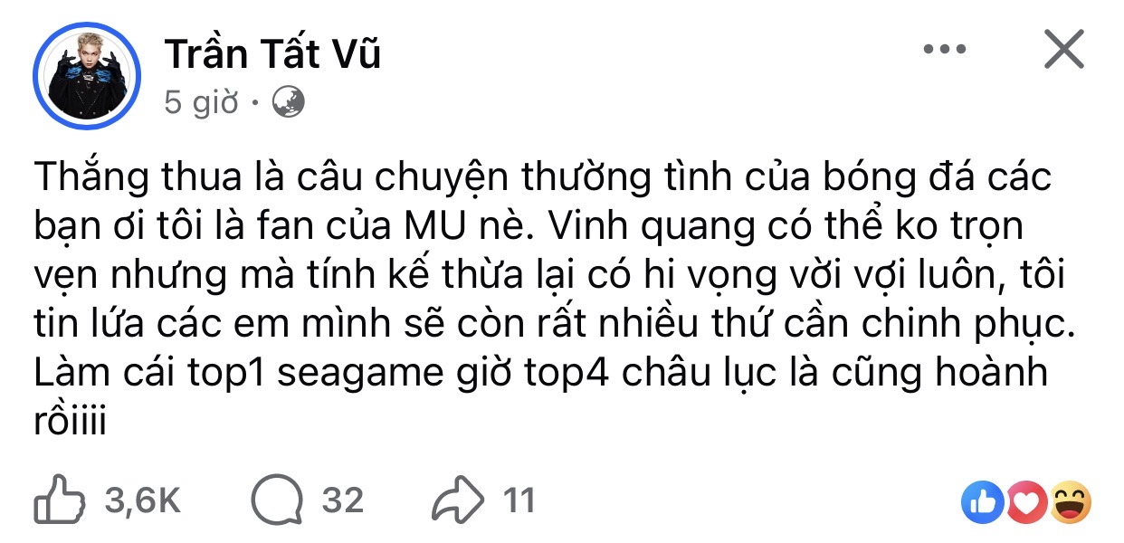 Hoà Minzy, BigDaddy nói lời thật lòng về trận thua của U23 Việt Nam trước U23 Trung Quốc- Ảnh 1.
