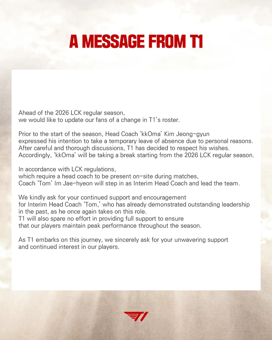 "Chấn động" LCK: HLV kkOma chính thức rời T1, kỷ nguyên huyền thoại đi đến hồi kết?