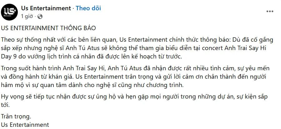 2 nghệ sĩ thông báo không tham gia concert Anh Trai Say Hi D-9 2 nghệ sĩ thông báo không tham gia concert Anh Trai Say Hi D-9