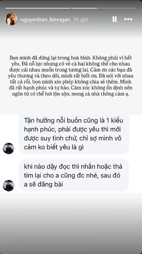 BirdLB và Kim Ngân chia tay: "Phải được yêu thì mới được suy tình" BirdLB và Kim Ngân chia tay: "Phải được yêu thì mới được suy tình"