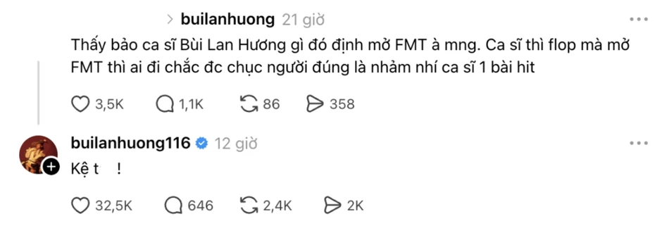 Bùi Lan Hương nổi giận khi bị gọi là ca sĩ “nhảm nhí 1 bài hit”