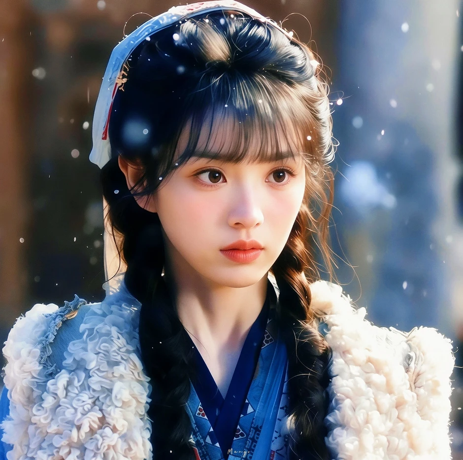 Điền Hi Vi như nữ thần tuyết trắng