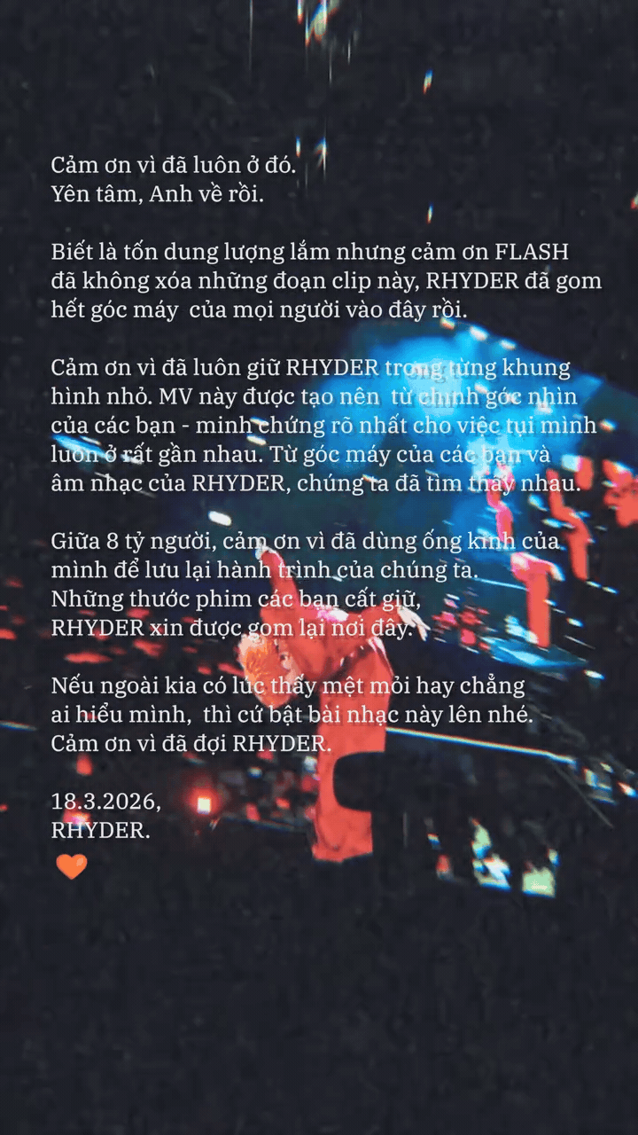 Động thái của RHYDER khiến fan xem xong chỉ muốn khóc
