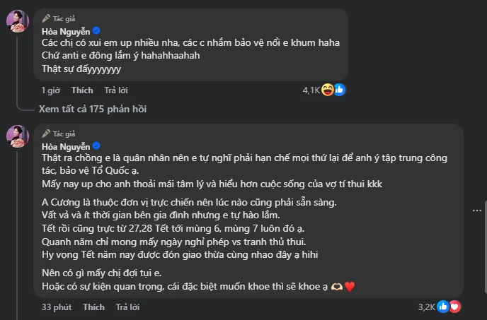 Hòa Minzy thông báo ngưng đăng tải hình ảnh về chồng Đại úy