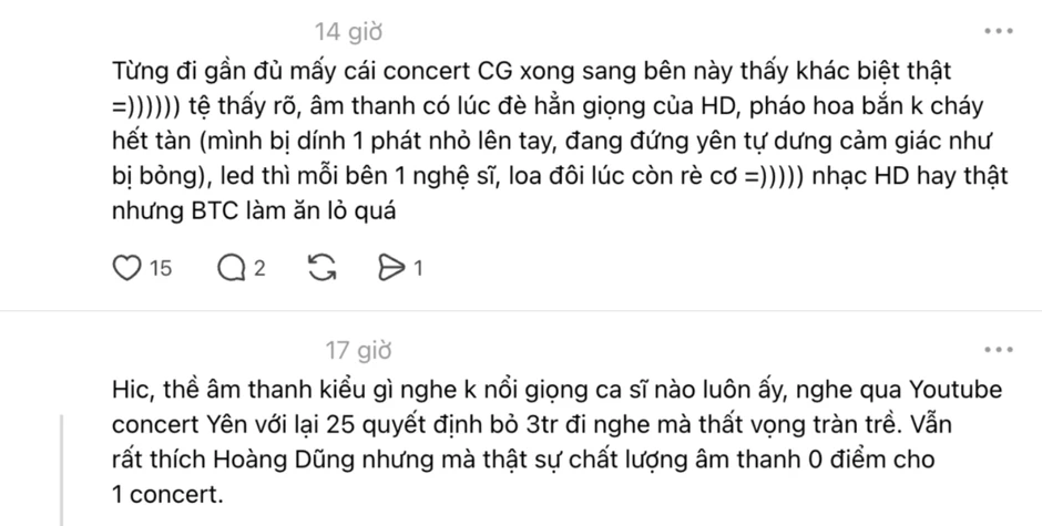 Khán giả than thở loạt trải nghiệm bất ổn trong concert Hoàng Dũng