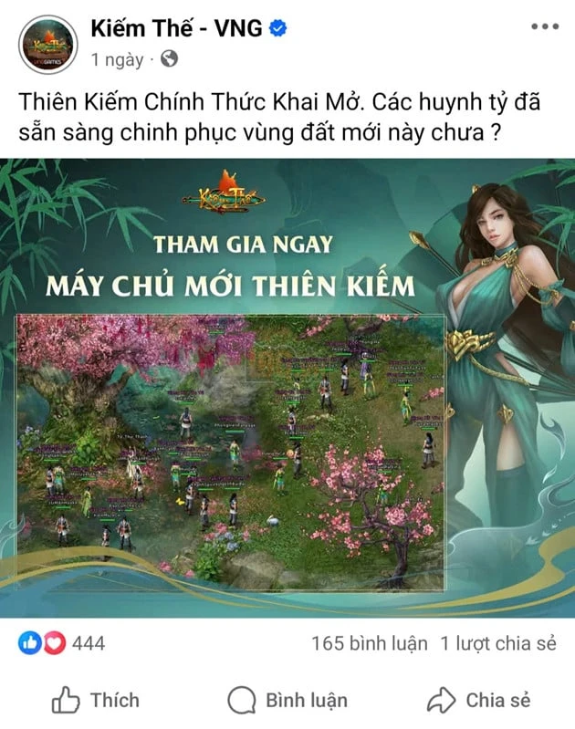 Kiếm Thế ra mắt máy chủ Thiên Kiếm – Quà tặng hấp dẫn dành cho game thủ