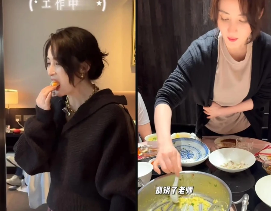 Mỹ nhân showbiz đang ăn, trợ lý riêng liền nhìn chằm chằm rồi lớn tiếng nhắc nhở: "Miếng thứ 3 rồi đó chị"