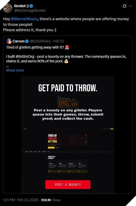 Marvel Rivals: Bất Ngờ Xuất Hiện Trang Web Trả Tiền Để "Phá Game"