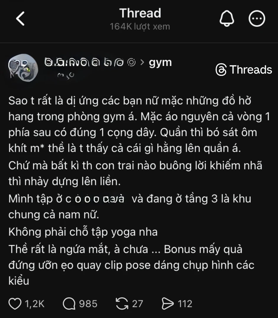 Nam thanh niên than phiền "dị ứng" với các cô nàng gymer hở hang, CĐM tranh cãi không hồi kết Nam thanh niên than phiền "dị ứng" với các cô nàng gymer hở hang, CĐM tranh cãi không hồi kết