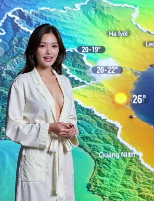 Nữ MC dự báo thời tiết ăn mặc hở hang, phản cảm... gây "sốc" vì hóa ra là sản phẩm của AI Nữ MC dự báo thời tiết ăn mặc hở hang, phản cảm... gây "sốc" vì hóa ra là sản phẩm của AI