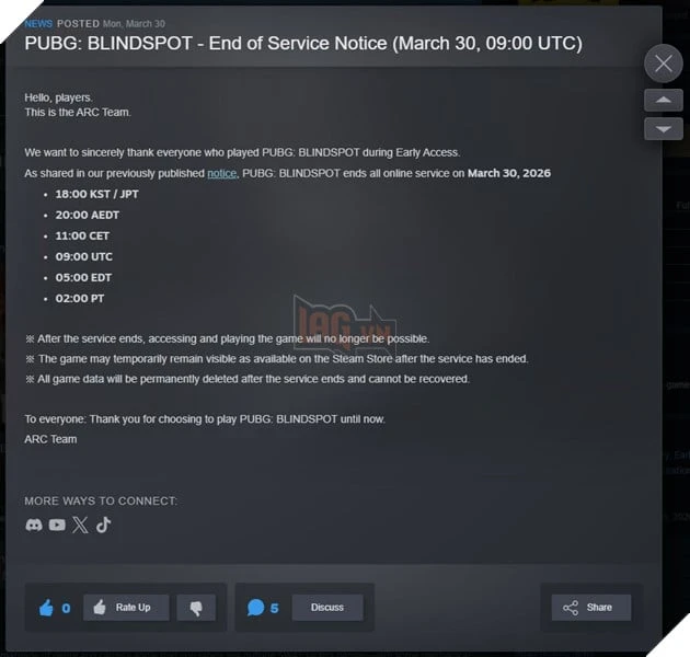 PUBG: Blindspot Chính Thức Công Bố Đóng Cửa Chỉ Sau Khoảng 1 Tháng Hoạt Động