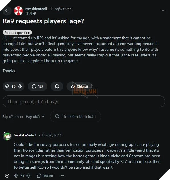 RE Requiem: Cộng Đồng Phát Hiện Trò Chơi Có Giới Hạn Tuổi Tối Đa