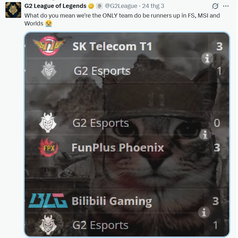 Thi đấu ấn tượng ở First Stand 2026 nhưng G2 lại đón nhận "sự thật phũ phàng" Thi đấu ấn tượng ở First Stand 2026 nhưng G2 lại đón nhận "sự thật phũ phàng"