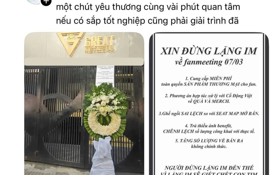 Thông báo nóng của công ty giải trí Việt bị gửi vòng hoa tang